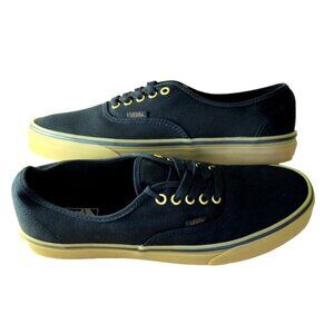 Vans Men's Authentic Black Rubber Canvas Gum Bottom Skate Boat shoes Sizes NIB